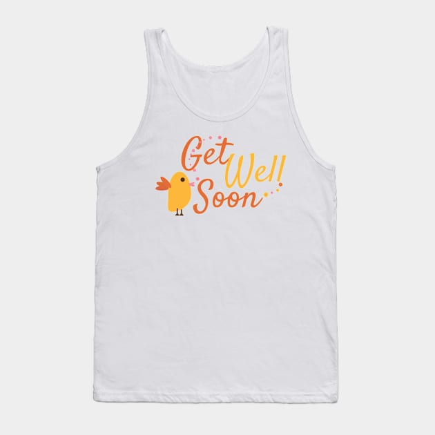 Get Well Soon Greeting with Cute Bird and Flowers Tank Top by sigdesign